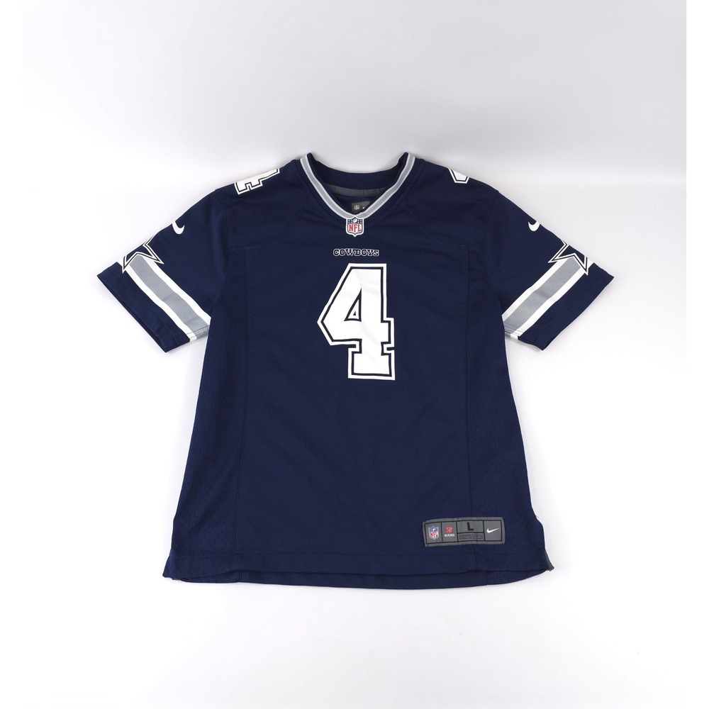 Nike Large Prescott Dallas Cowboys Jersey Big Kids Navy Blue NFL On Field Sporty - Picture 2 of 7
